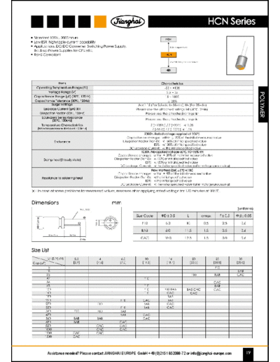 Jianghai [polymer thru-hole] HCN Series  . Electronic Components Datasheets Passive components capacitors Jianghai Jianghai [polymer thru-hole] HCN Series.pdf