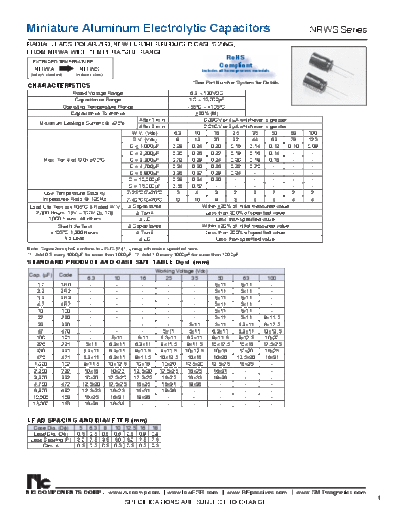 NIC [radial thru-hole] NRWS Series  . Electronic Components Datasheets Passive components capacitors NIC NIC [radial thru-hole] NRWS Series.pdf