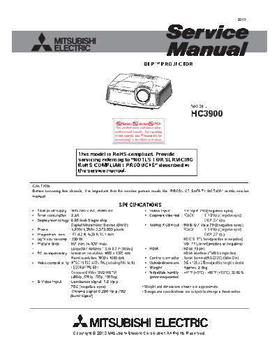 MITSUBISHI COVERPGE  MITSUBISHI Projector HC-3900 COVERPGE.pdf