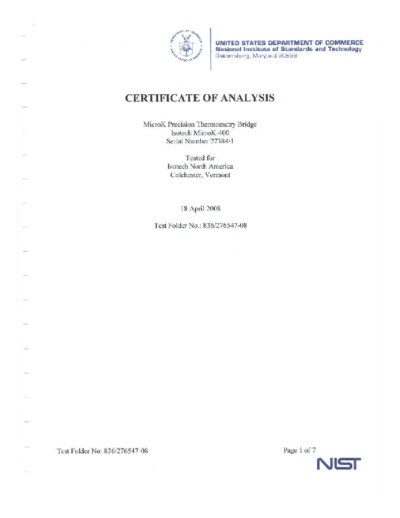 Isotech microKexamplecertificate  . Rare and Ancient Equipment Isotech microKexamplecertificate.pdf