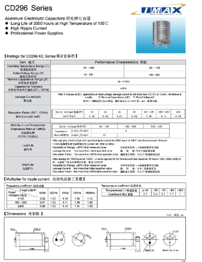 IMAX [snap-in] CD296 Series  . Electronic Components Datasheets Passive components capacitors IMAX IMAX [snap-in] CD296 Series.pdf