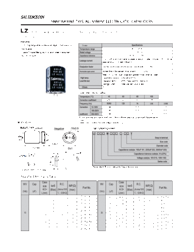 Saliencecon [snap-in] LZ Series  . Electronic Components Datasheets Passive components capacitors Saliencecon Saliencecon [snap-in] LZ Series.pdf