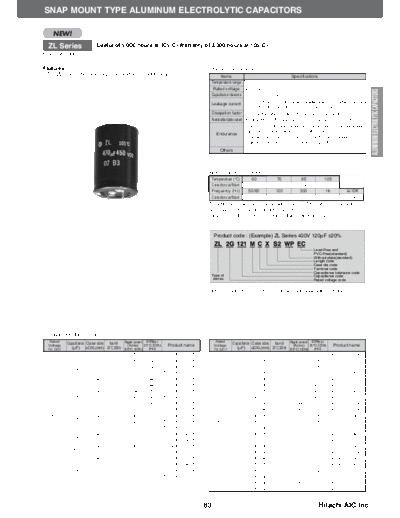 Hitachi [snap-in] ZL Series  . Electronic Components Datasheets Passive components capacitors Hitachi Hitachi [snap-in] ZL Series.pdf