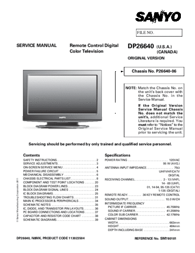 Sanyo Sanyo DP26640 P26640-06 N8MK [SM]  Sanyo Monitor Sanyo_DP26640_P26640-06_N8MK_[SM].pdf