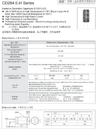 HX [Nantong Yipin] HX [radial thru-hole] CD264-E-H Series  . Electronic Components Datasheets Passive components capacitors HX [Nantong Yipin] HX [radial thru-hole] CD264-E-H Series.pdf