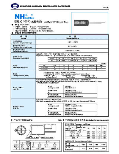 Jicon [radial bi-polar] NH Series  . Electronic Components Datasheets Passive components capacitors Jicon Jicon [radial bi-polar] NH Series.pdf