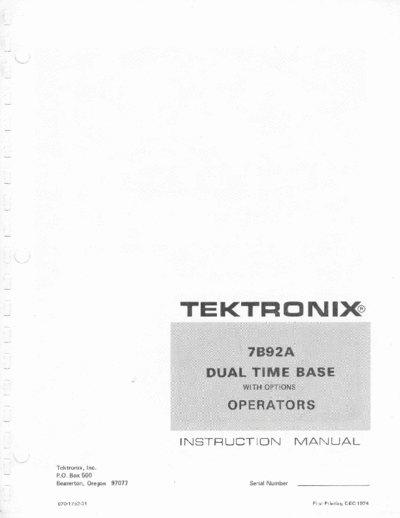 Tektronix 7B92A Dual Time Base (Oscilloscope Plugin) (1975) WW  Tektronix 7B92A Dual Time Base (Oscilloscope Plugin) (1975) WW.pdf