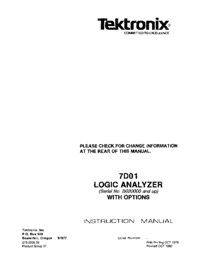 Tektronix 7D01 Logic Analyzer  Tektronix 7D01 Logic Analyzer.pdf