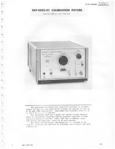 Tektronix tek 067-0502-01 amplitude calibrator.v6  Tektronix tek 067-0502-01 amplitude calibrator.v6.pdf