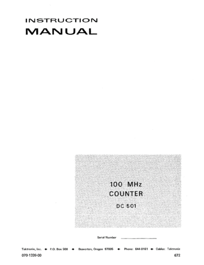 Tektronix DC501 100 MHz Counter (Module) (1972) WW  Tektronix DC501 100 MHz Counter (Module) (1972) WW.pdf