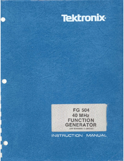 Tektronix FG504   Tektronix FG504 .pdf