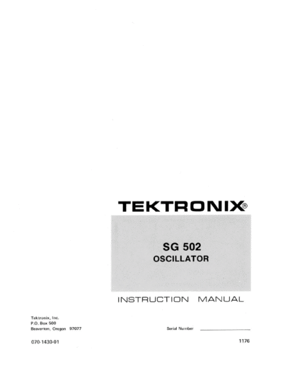 Tektronix SG502 Oscillator (Plugin) WW  Tektronix SG502 Oscillator (Plugin) WW.pdf