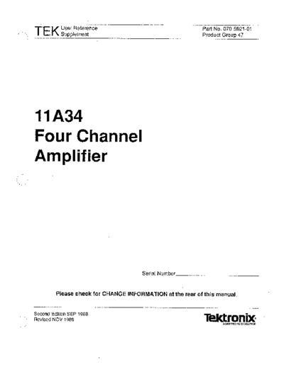 Tektronix TEK 11A34 User Reference  Tektronix TEK 11A34 User Reference.pdf