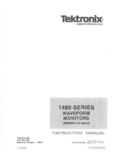 Tektronix TEK 1480 Series Instruction Manual  Tektronix TEK 1480 Series Instruction Manual.pdf