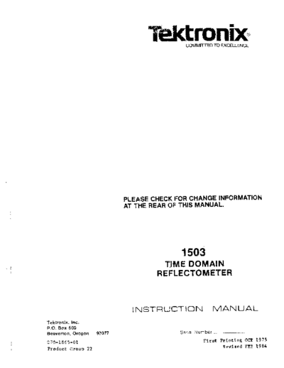 Tektronix TEK 1503 Instruction  Tektronix TEK 1503 Instruction.pdf