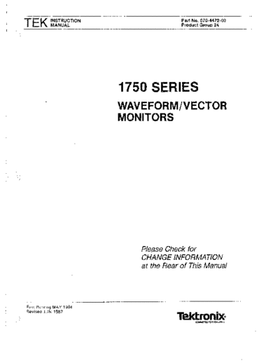 Tektronix TEK 1750 Series Instruction  Tektronix TEK 1750 Series Instruction.pdf