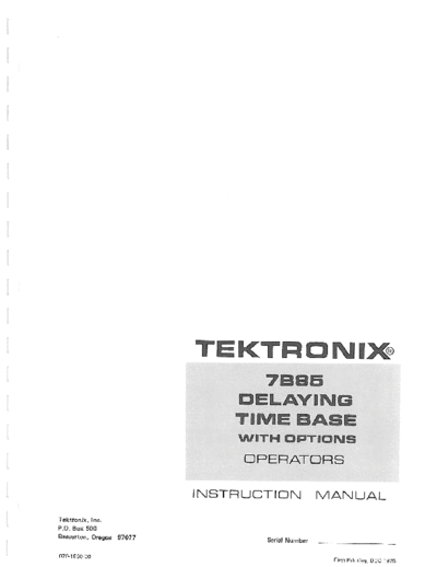 Tektronix TEK 7B85 Operations Manual  Tektronix TEK 7B85 Operations Manual.pdf