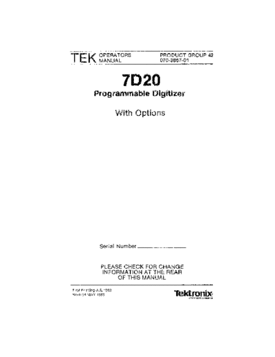 Tektronix TEK 7D20 Operator  Tektronix TEK 7D20 Operator.pdf