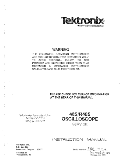 Tektronix TEK 485 252C R485 Instruction  Tektronix TEK 485_252C R485 Instruction.pdf
