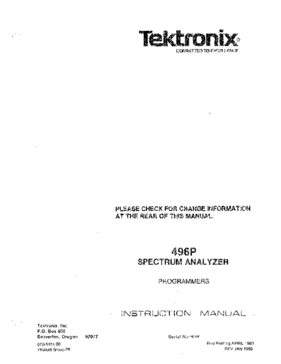 Tektronix TEK 496P Programmer  Tektronix TEK 496P Programmer.pdf