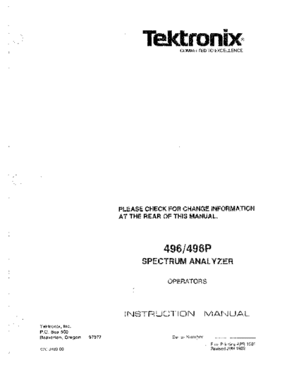 Tektronix TEK 496 252C 496P Operator  Tektronix TEK 496_252C 496P Operator.pdf