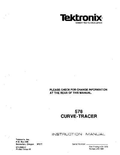 Tektronix TEK 576 Operation Only  Tektronix TEK 576 Operation Only.pdf