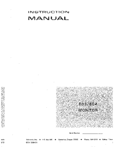 Tektronix TEK 603 252C 604 Operation Instruction  Tektronix TEK 603_252C 604 Operation Instruction.pdf