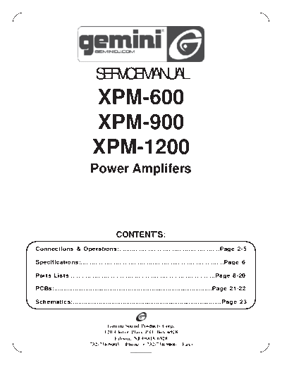 GEMINI hfe gemini xpm-600 900 1200 service  GEMINI Audio XPM-1200 hfe_gemini_xpm-600_900_1200_service.pdf
