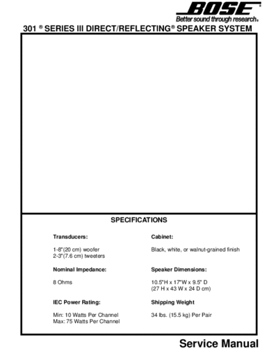 BOSE hfe   301 series iii service en  BOSE Audio 301 series 3 hfe_bose_301_series_iii_service_en.pdf