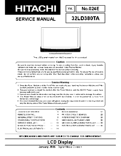 Hitachi Hitachi 32LD380TA [SM]  Hitachi Monitor Hitachi_32LD380TA_[SM].pdf