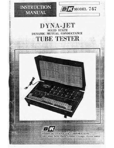 B&K bk model 747 tube tester  . Rare and Ancient Equipment B&K bk_model_747_tube_tester.pdf