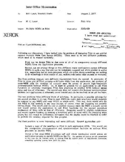 xerox 19770802 Multiple MDSs in Pilot  xerox sdd memos_1977 19770802_Multiple_MDSs_in_Pilot.pdf