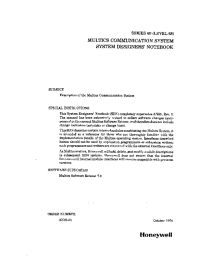 honeywell AN85-01 commSysSDN Oct79  honeywell multics AN85-01_commSysSDN_Oct79.pdf