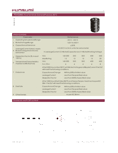 Punsumi [snap-in] PS4 Series  . Electronic Components Datasheets Passive components capacitors Punsumi Punsumi [snap-in] PS4 Series.pdf