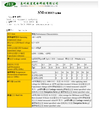 JEE [radial thru-hole] SM series  . Electronic Components Datasheets Passive components capacitors JEE JEE [radial thru-hole] SM series.pdf