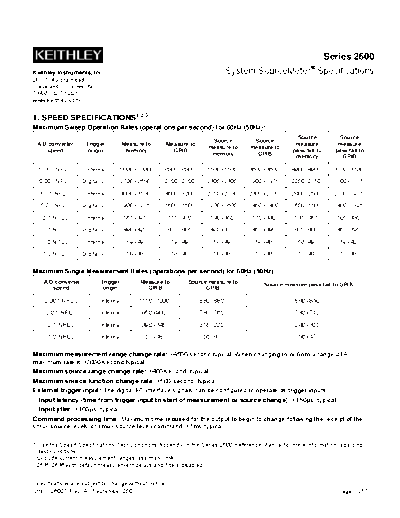 Keithley SPEC-2600S (A - Sep 2007)(Customer)  Keithley 2600 SPEC-2600S (A - Sep 2007)(Customer).pdf