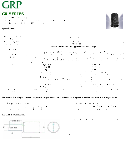 GRP [Hongyi Electronics] GRP [radial thru-hole] GR Series  . Electronic Components Datasheets Passive components capacitors GRP [Hongyi Electronics] GRP [radial thru-hole] GR Series.pdf