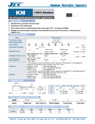 JEC [radial thru-hole] KM Series  . Electronic Components Datasheets Passive components capacitors JEC JEC [radial thru-hole] KM Series.pdf