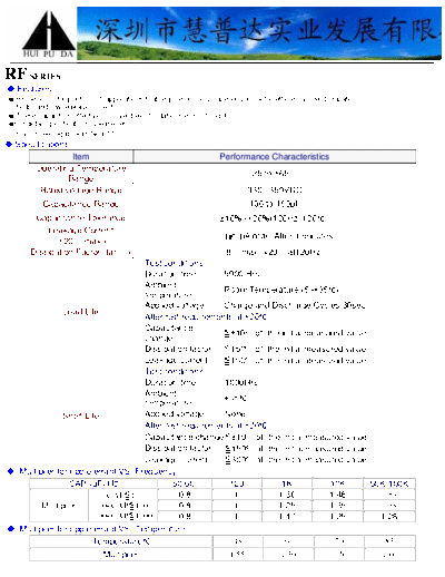 Huipuda [Radial thru-hole] RF Series  . Electronic Components Datasheets Passive components capacitors Huipuda Huipuda [Radial thru-hole] RF Series.pdf