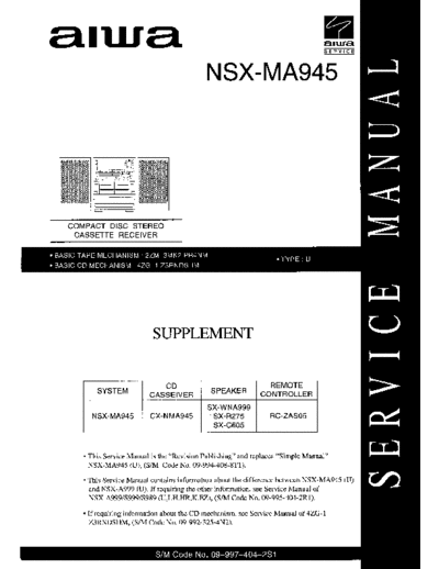 AIWA 09-997-404-2S1 NSX-MA945 Supplement  AIWA Audio NSX-MA945 AIWA_09-997-404-2S1_NSX-MA945_Supplement.pdf