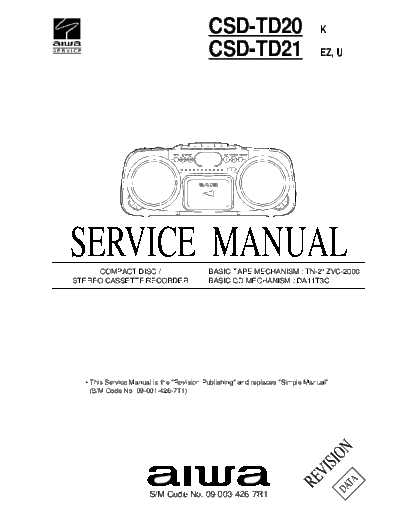 AIWA hfe aiwa csd-td20 td21 service revision en  AIWA Audio CSD-TD20 hfe_aiwa_csd-td20_td21_service_revision_en.pdf