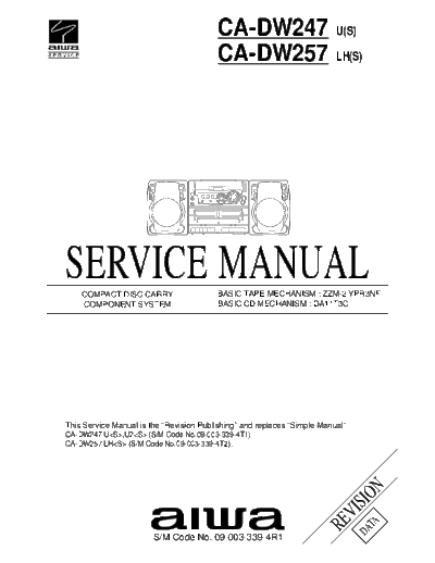 AIWA hfe aiwa ca-dw247 dw257 service revision en  AIWA Audio CA-DW247 hfe_aiwa_ca-dw247_dw257_service_revision_en.pdf