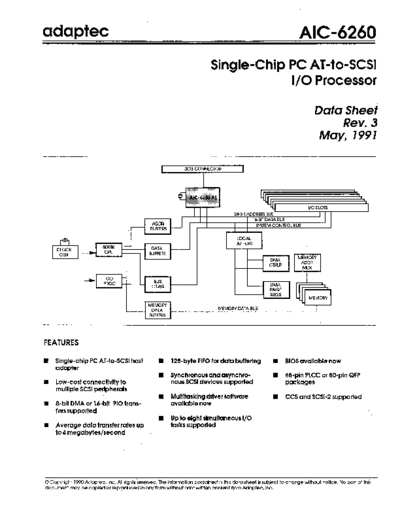 adaptec AIC-6260 Single Chip PC AT to SCSI IO Processor May91  adaptec asic AIC-6260_Single_Chip_PC_AT_to_SCSI_IO_Processor_May91.pdf