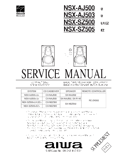 AIWA NSX-AJ500 AJ503 SZ500 SZ505 (CX-NAJ500 NAJ503 NSZ500 NSZ505) sch  AIWA Audio NSX-AJ500 NSX-AJ500_AJ503_SZ500_SZ505_(CX-NAJ500_NAJ503_NSZ500_NSZ505)_sch.pdf