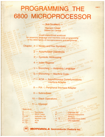 motorola Southern Programming The 6800 Microprocessor 1977  motorola 6800 Southern_Programming_The_6800_Microprocessor_1977.pdf
