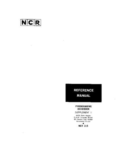 ncr SP-1128 NCR-315 ProgrammingSupl1  ncr ncr-315 SP-1128_NCR-315_ProgrammingSupl1.pdf