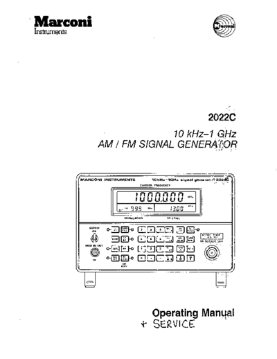 Marconi Marconi 2022C Service Manual  Marconi AM FM signalgenerator 2022 Marconi_2022C_Service_Manual.pdf