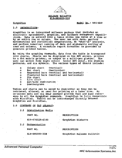 NEC 819-095000-328 GraphPlan Release Bulletin  NEC APC 819-095000-328_GraphPlan_Release_Bulletin.pdf