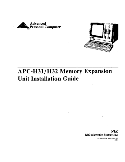 NEC 819-000104-9001 APC-H31 Memory Expansion Unit Apr84  NEC APC 819-000104-9001_APC-H31_Memory_Expansion_Unit_Apr84.pdf