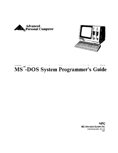 NEC NEC APC MS-DOS System Programmers Guide Sep83  NEC APC NEC_APC_MS-DOS_System_Programmers_Guide_Sep83.pdf